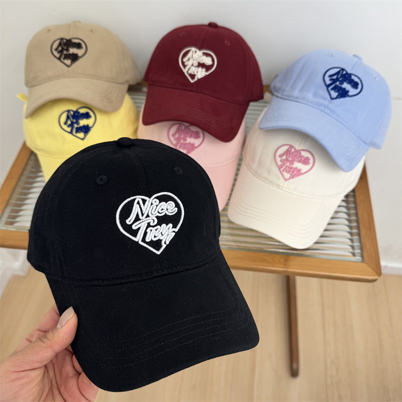Kvinne Brodert Hjerte-Detalj Baseball Cap Skanto
