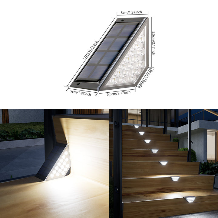 Trekantet Solenergi LED Hjørne Trinnlys Med Høy Effektivitet Fotovoltaisk Panel Og Vanntett Hus Skanto