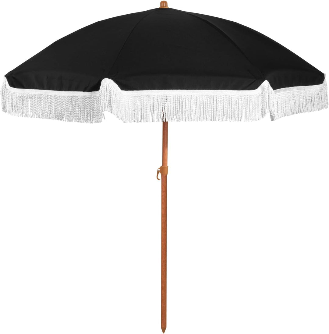 Dame solskjerm med dusk og stripete design Skanto