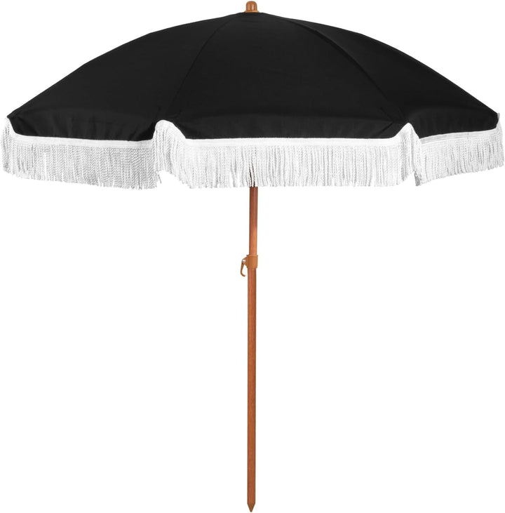 Dame solskjerm med dusk og stripete design Skanto