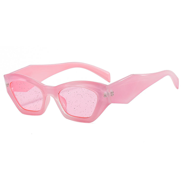 Dame geometrisk designer solbrille med glitrende ramme Skanto