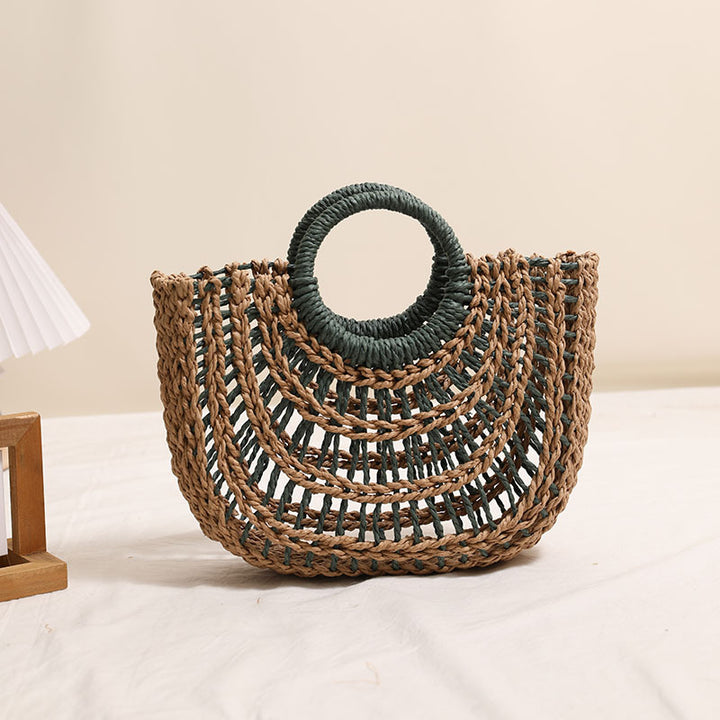 Handmade basket bag with stylish ring handle Skanto