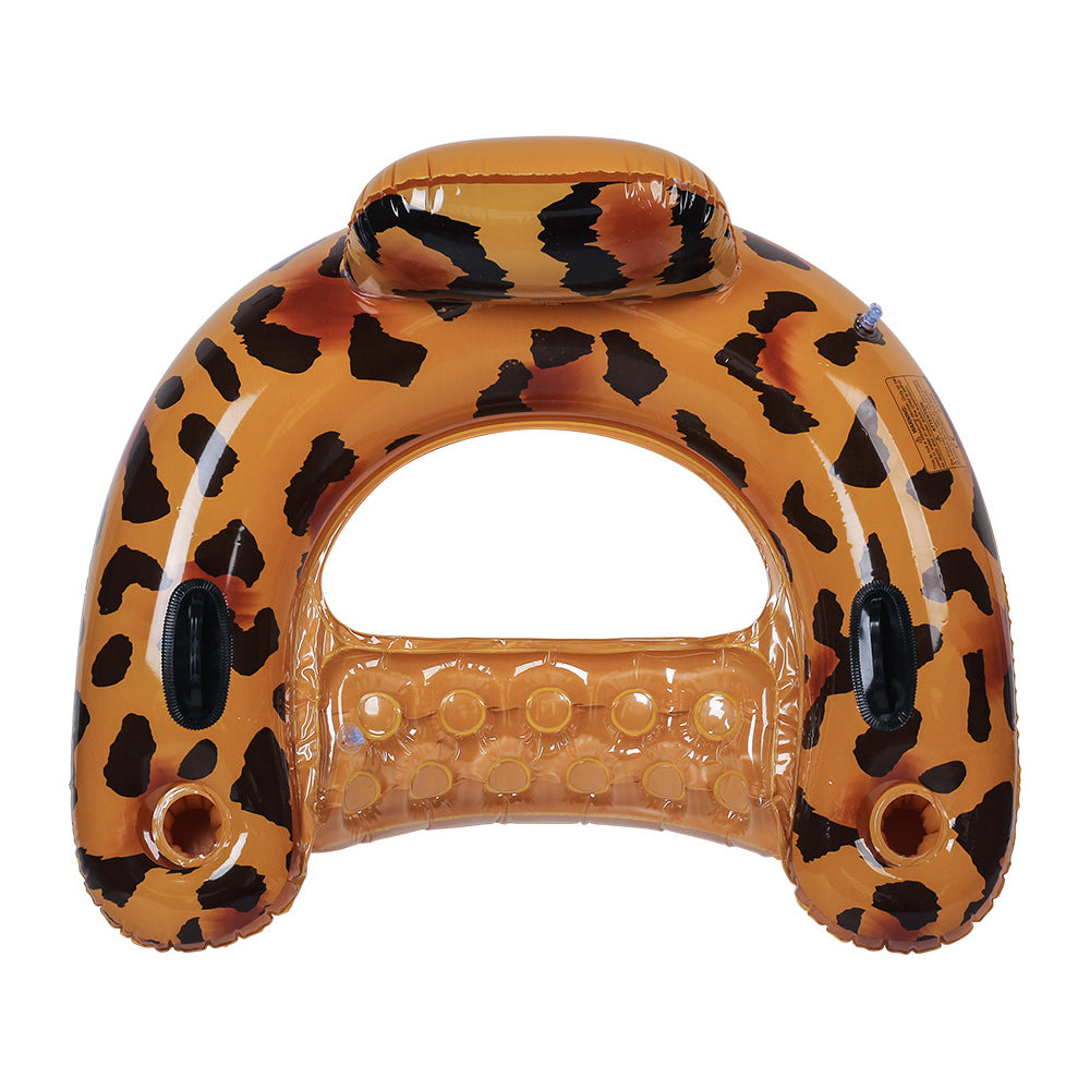 Unisex oppustbar leopard svømmering med integrert drikkholder Skanto