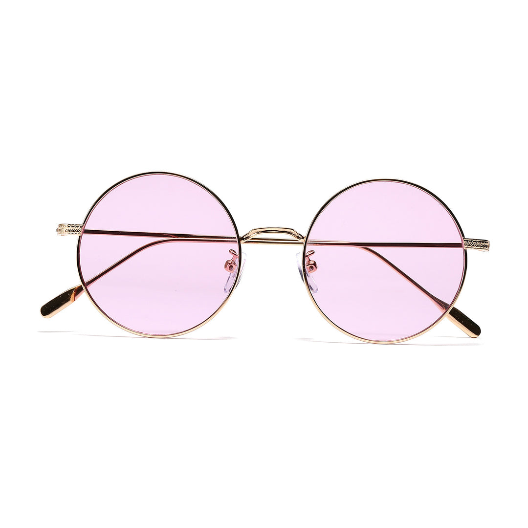 Dame rund moteriktig solbrille med glamorøs ramme Skanto