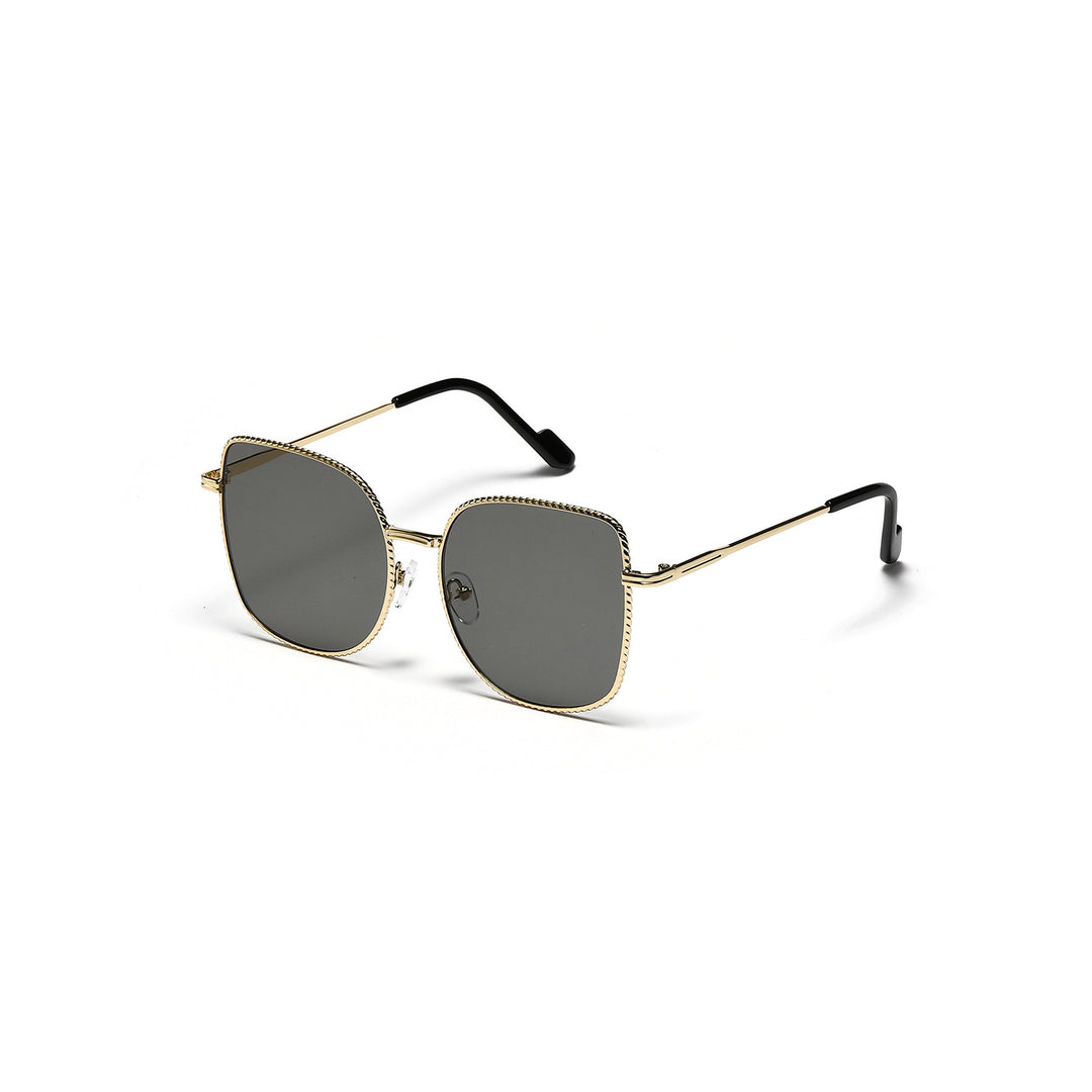 Damer moderne oversized designer solbriller med multifasettert ramme Skanto