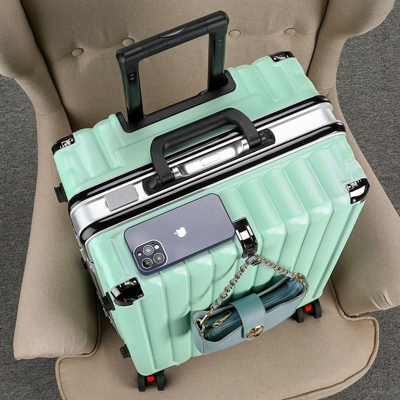 Hardplasttrolley med integrert USB-ladeport og multifunksjonell lagring Skanto
