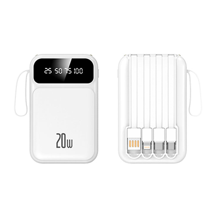 Bærbar powerbank med integrert multifunksjonelt ladekabel og digital skjerm Skanto