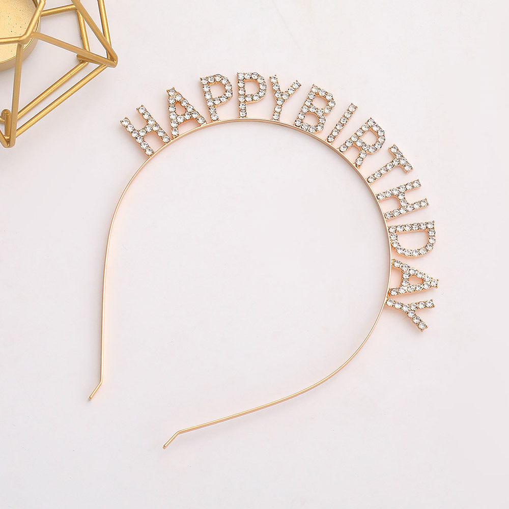Damer Glitrende Hårbånd med "Happy Birthday"-påskrift Skanto