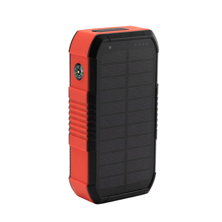 Bærbar powerbank med solcellelading og innebygd LED-lys Skanto