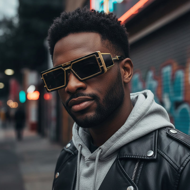 Dame Geometrisk Oversized Solbrille med luksuriøs ramme Skanto