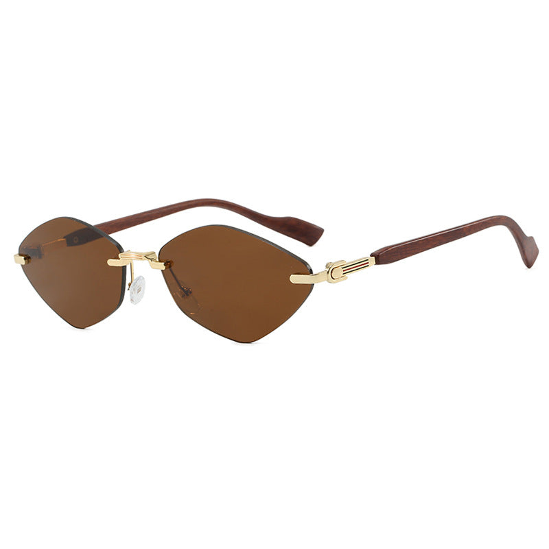 Women's geometric sunglasses with luxurious wood arms and polarized lenses Skanto
