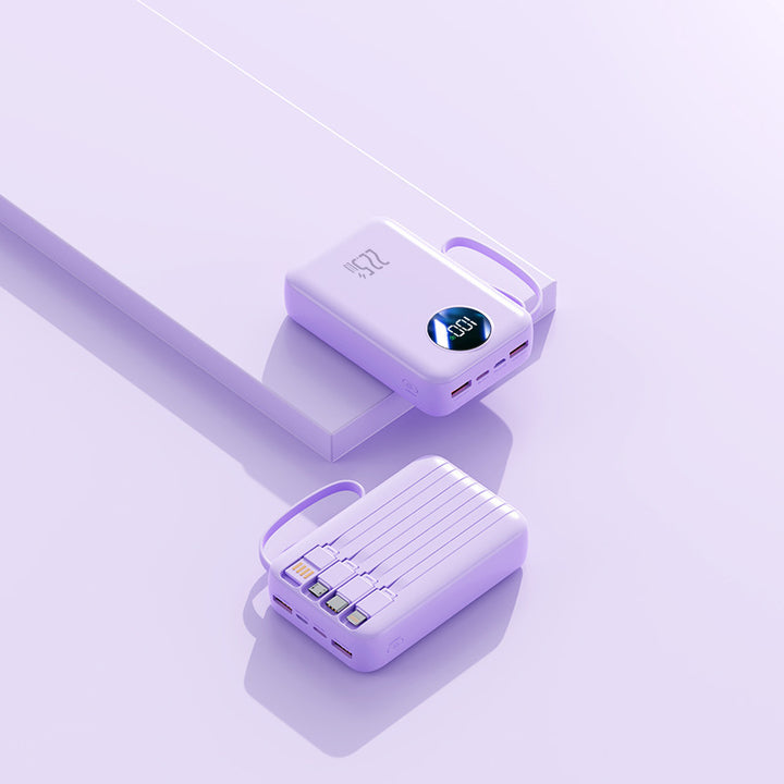 Bærbar Powerbank med innebygd digital kapasitetsvisning og fleksibel kabelhåndtering Skanto