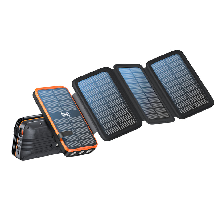 Bærbar solenergi powerbank med trådløs lading og LED-lampe Skanto