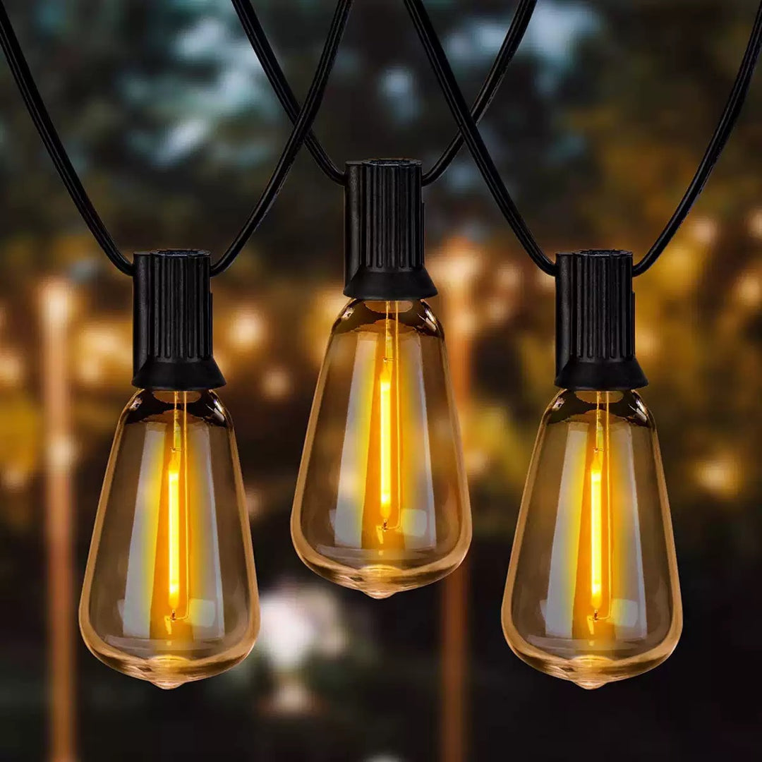 Utendørs Vintage Filament LED Lyslenker Med Uknuselige Dråpeformede Pærer Og Robuste Værbestandige Kabler Skanto