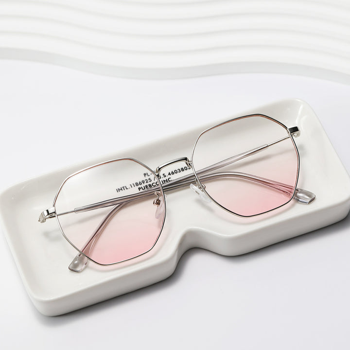 Dame modisk åttekantet solbrille med trendy metallramme Skanto