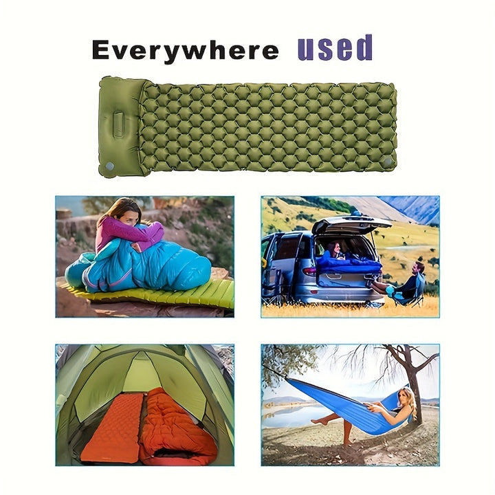 Oppblåsbar komfort campingmatte med ergonomiske luftputer Skanto