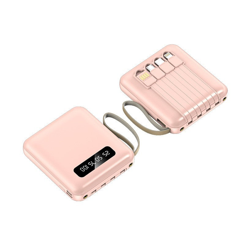 Kompakt powerbank med integrerte ladekabler Skanto