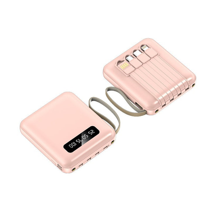 Kompakt powerbank med integrerte ladekabler Skanto