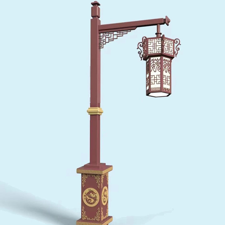 Vintage Dual-Lantern Solar Gate Lamp Post Med Dekorative Scroll Armer Og Skumring-til-Morgen Sensor Skanto