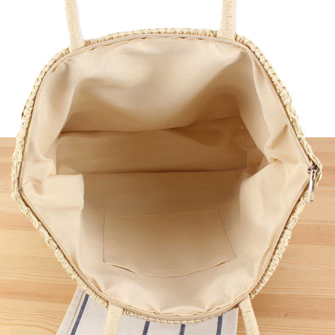 Spacious beach shoulder bag made of hand-woven material Skanto