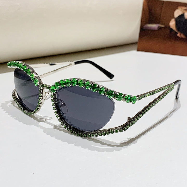 Dame Glamorøs solbrille med glitrende krystallakenter Skanto