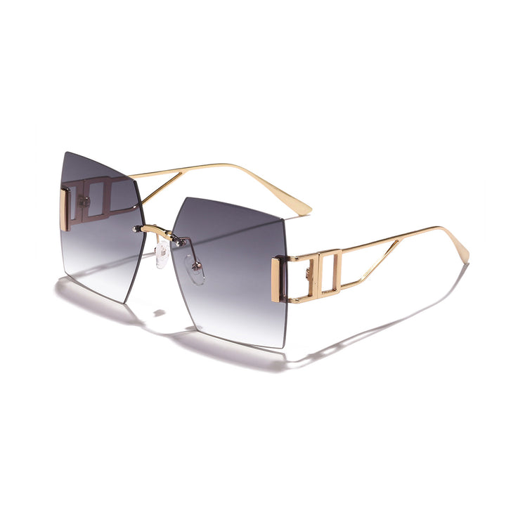 Dame kvadratisk solbrille med luksuriøs metallramme Skanto