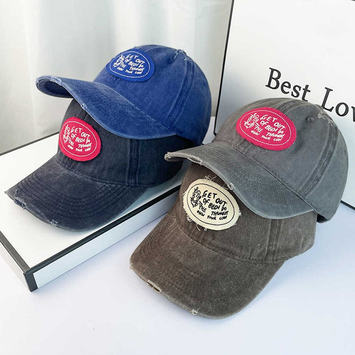 Kvinne Casual Distressed Bomull Baseball Caps Skanto
