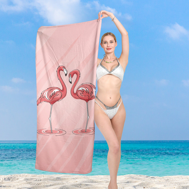 Premium Strandhåndkle med livlig flamingo-design Skanto