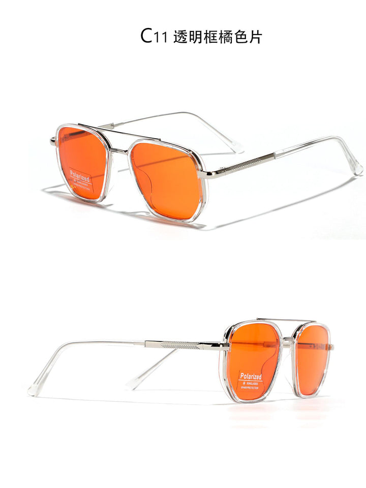 Dame kvadratisk solbrille med polarisert glass og elegant metallramme Skanto