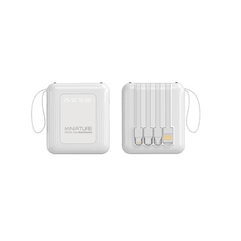 Mini Powerbank med integrert multifunksjonsladekabel Skanto