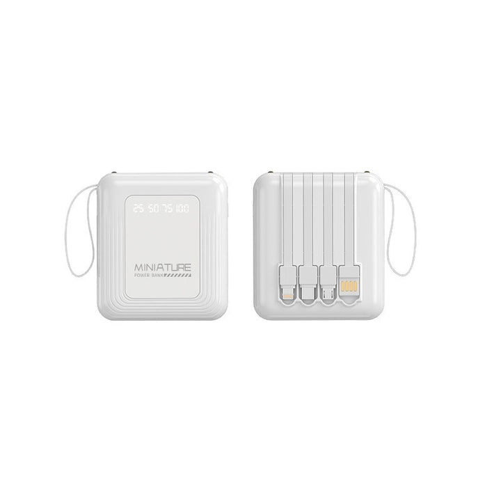 Mini Powerbank med integrert multifunksjonsladekabel Skanto