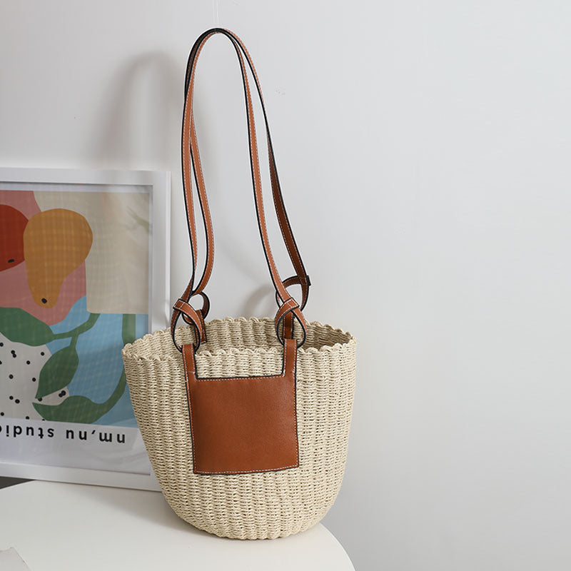 Basket bag with elegant leather detail Skanto