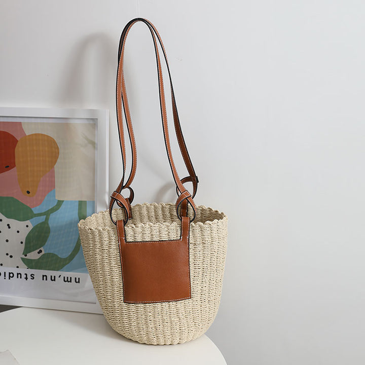 Basket bag with elegant leather detail Skanto