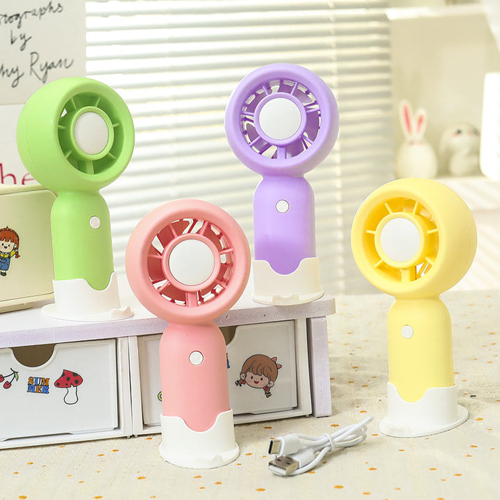 Dame Bærbar Mini-Håndventilator med ergonomisk greb og sødt dyredesign Skanto