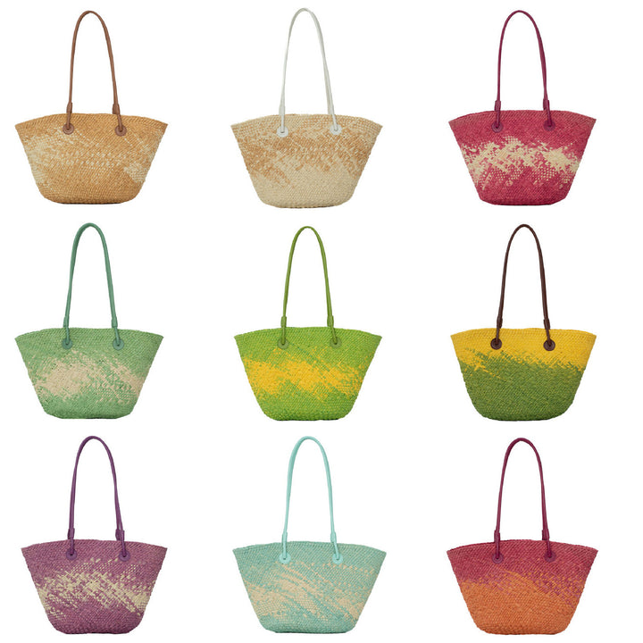 Elegant veske i rottestrå stil med dobbel bærehåndtak Skanto