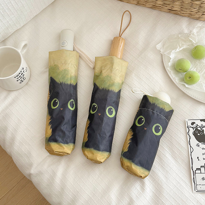 Dame foldere paraply med kreativt kattemotiv Skanto