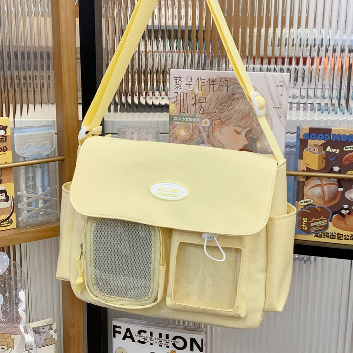 Multi-lommer messenger bag skole ryggsekk