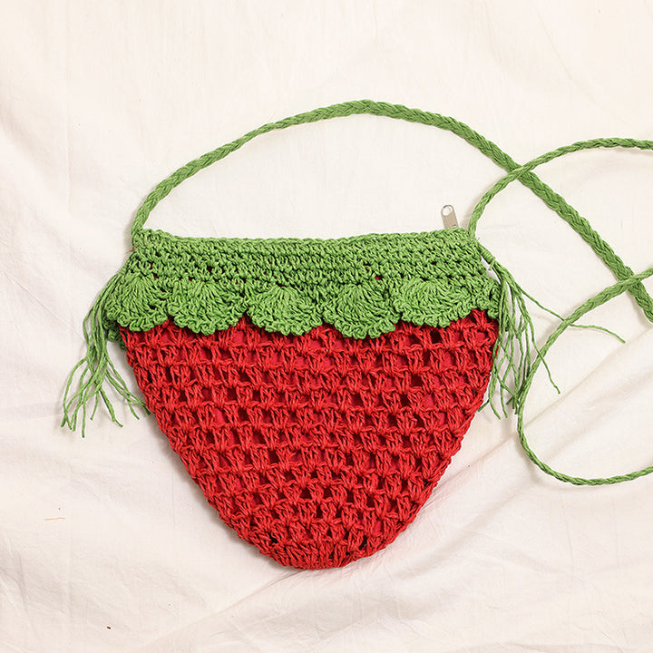 Handmade shoulder bag in fruity strawberry design Skanto