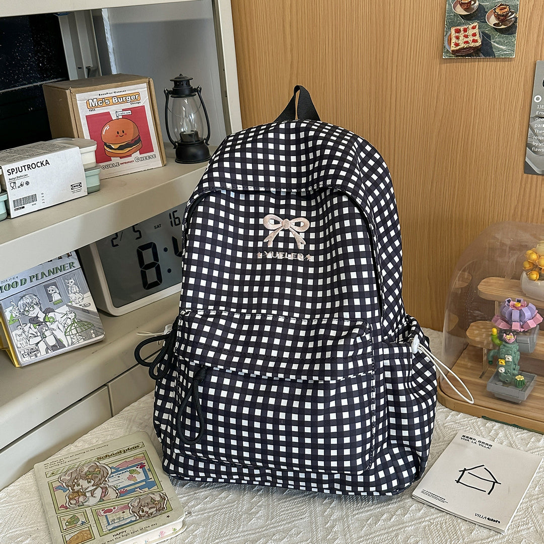 Søt Gingham-mønster Mini Skole Rygsekk
