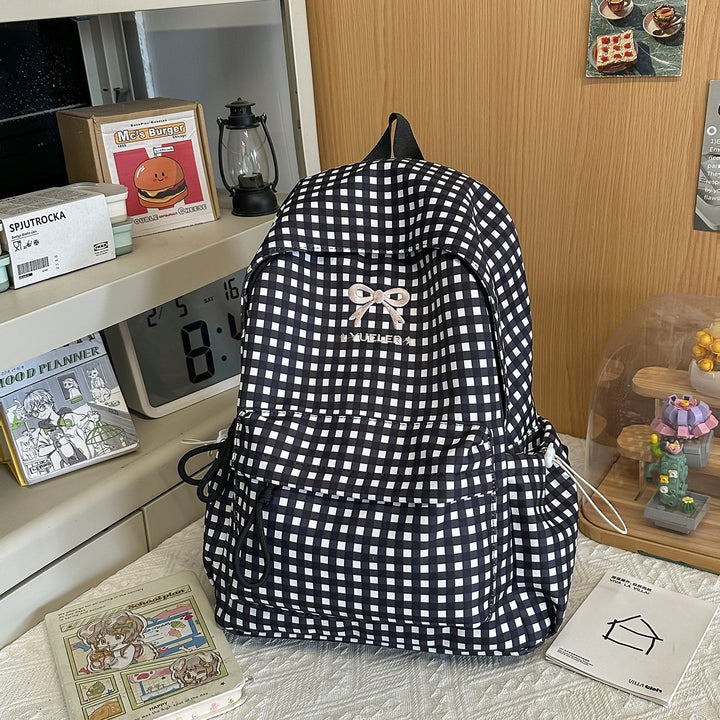 Søt Gingham-mønster Mini Skole Rygsekk
