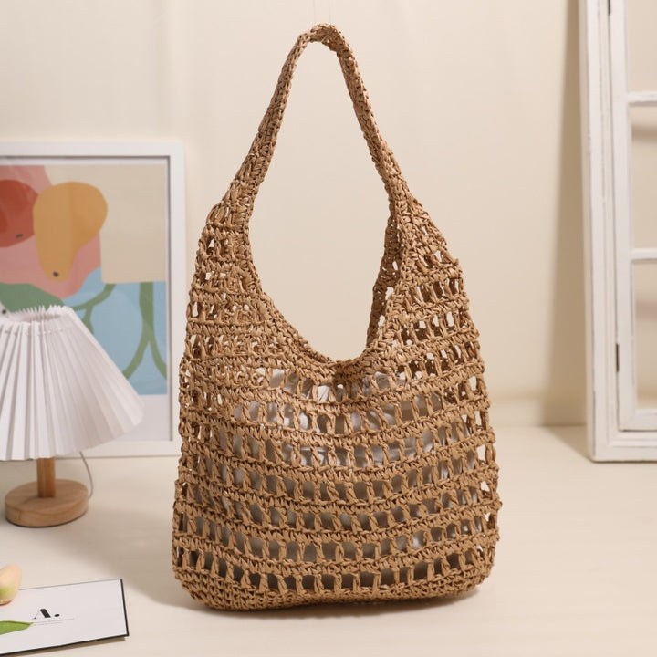 Trendy net tote bag with ruched design Skanto