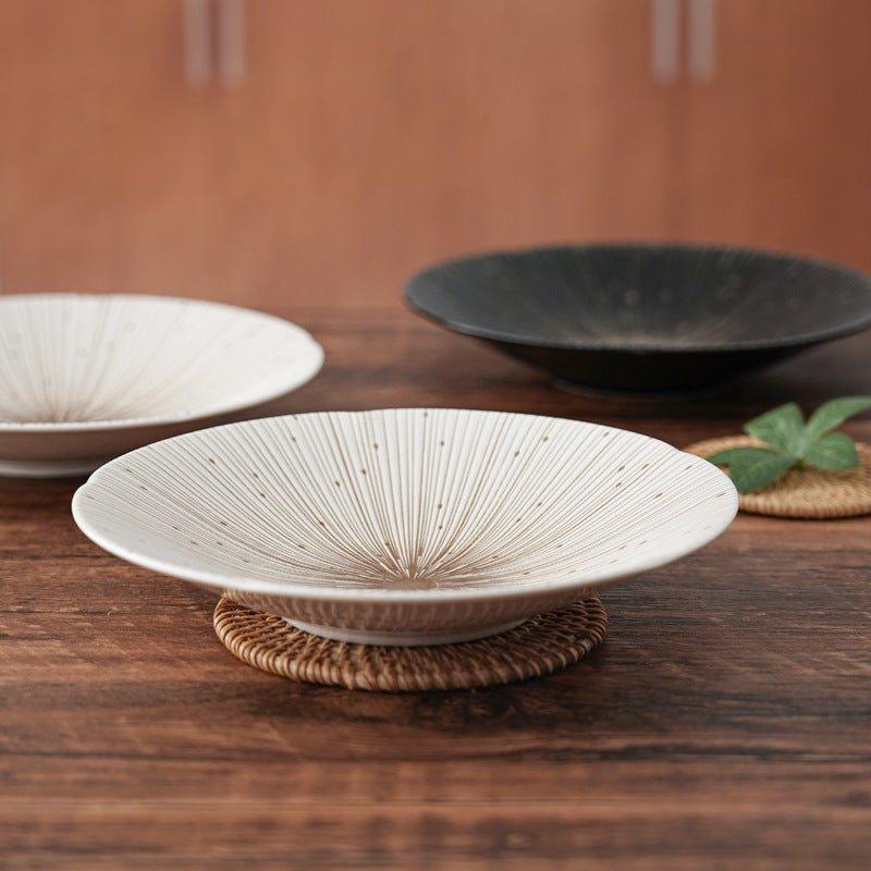 Håndlagde japanske Mino Ware keramiske rynkede tallerkener | Skanto