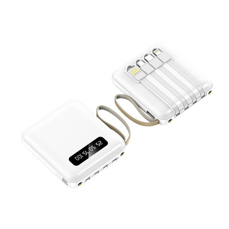 Kompakt powerbank med integrerte ladekabler Skanto