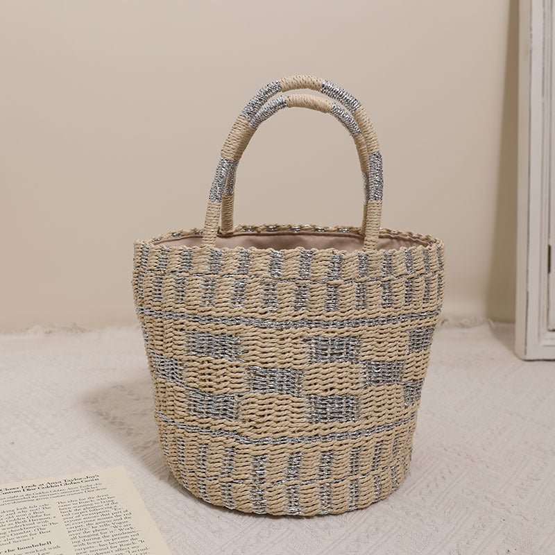 Handmade basket bag with modern geometric pattern Skanto