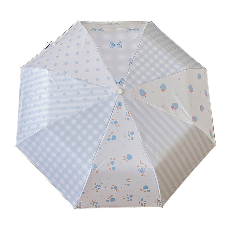 Damer elegant kompakt paraply med gingham-mønster Skanto
