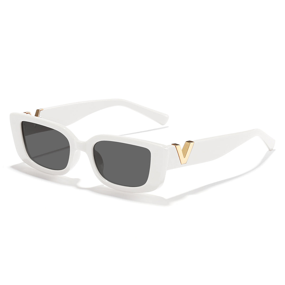 Dame moteriktig kvadratisk solbrille med gullbekledning Skanto