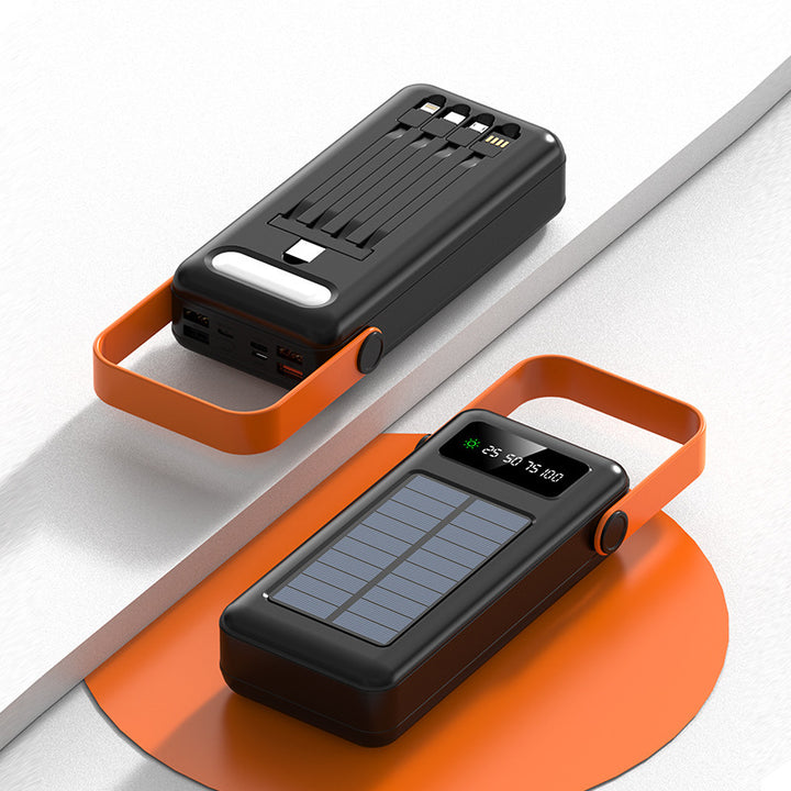 Multifunksjonell solpowerbank med integrerte ladekabler Skanto