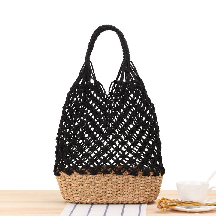 Hand-knotted tote bag with elegant net design Skanto