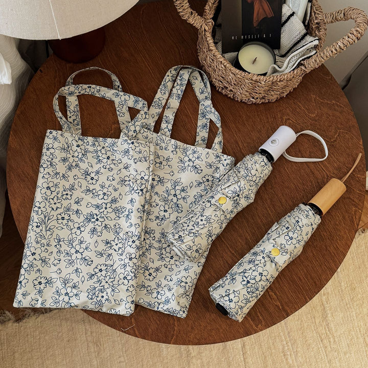 Damer sammenleggbare handleveske med blomstermotiv Skanto