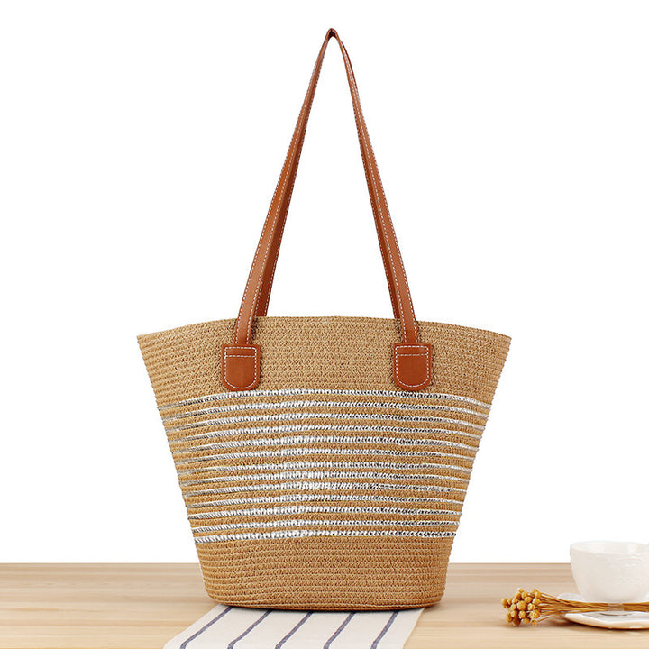 Elegant Straw Bag with Attractive Leather Handles Skanto